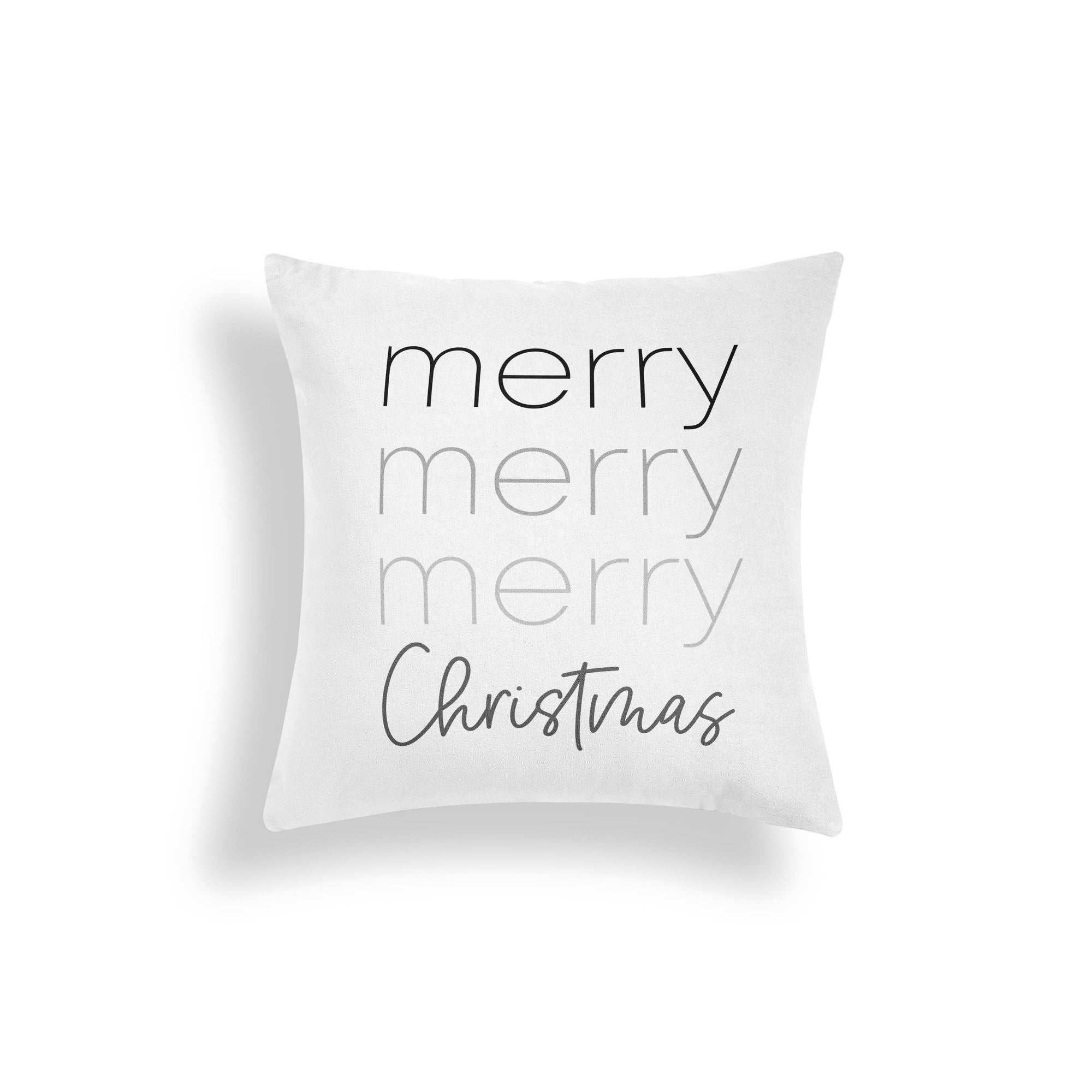 MERRY MERRY CHRISTMAS- GRAY- THROW PILLOW (COVER ONLY)