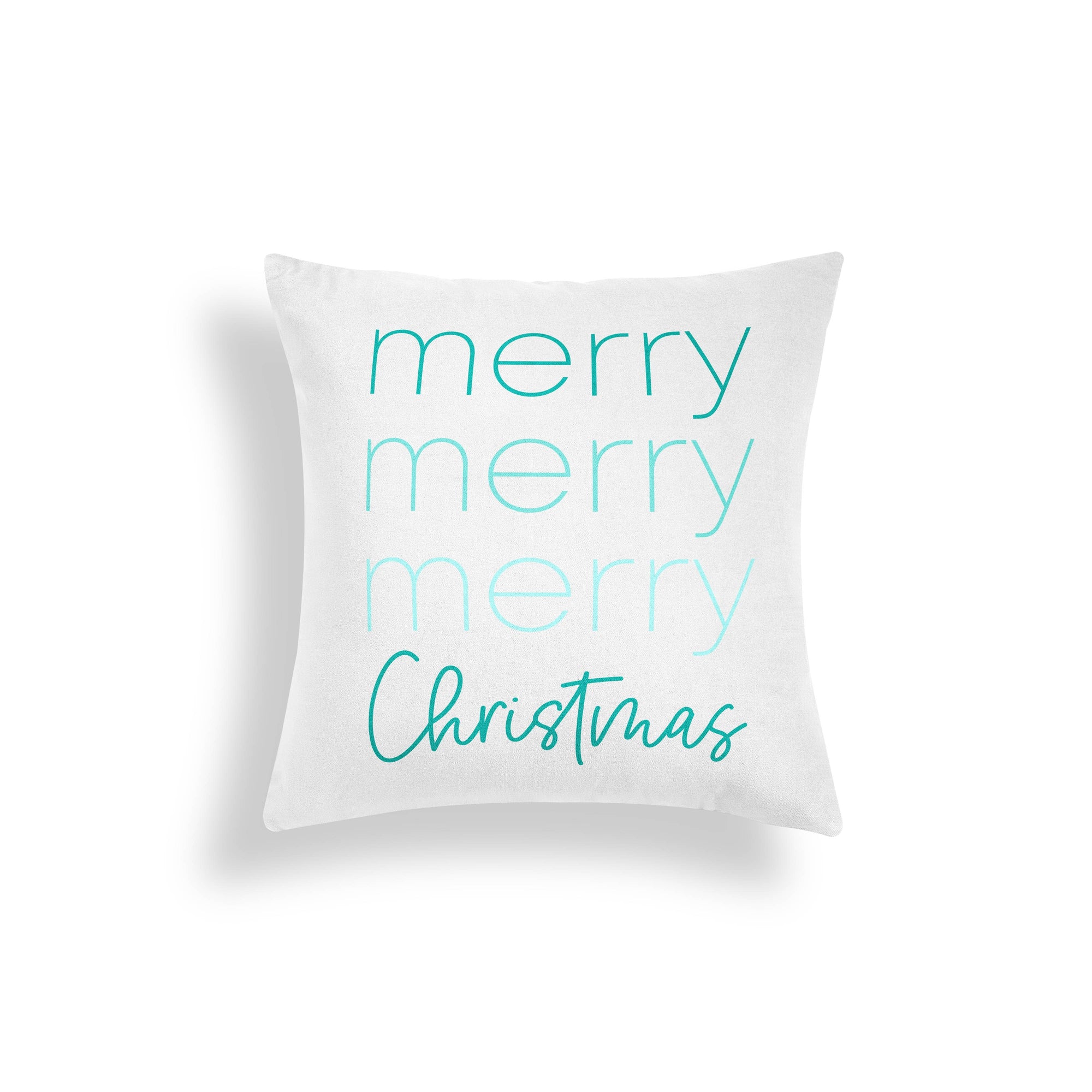 MERRY MERRY CHRISTMAS - TEAL- THROW PILLOW (COVER ONLY)