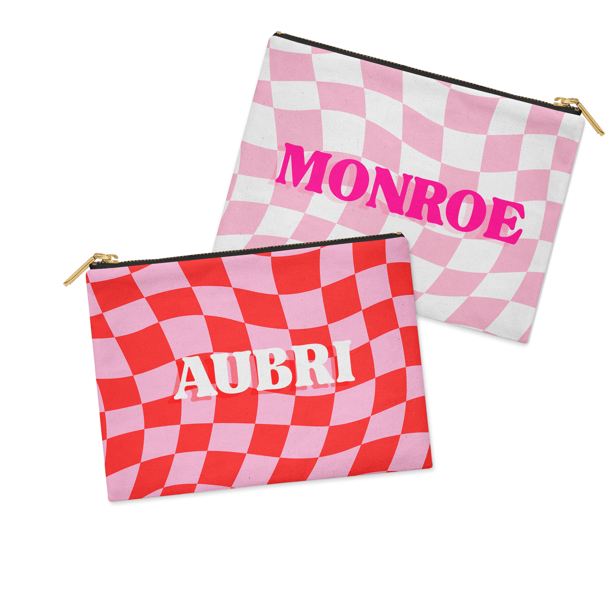 WAVY CHECKERBOARD PERSONALIZED ACCESSORY BAG FLAT