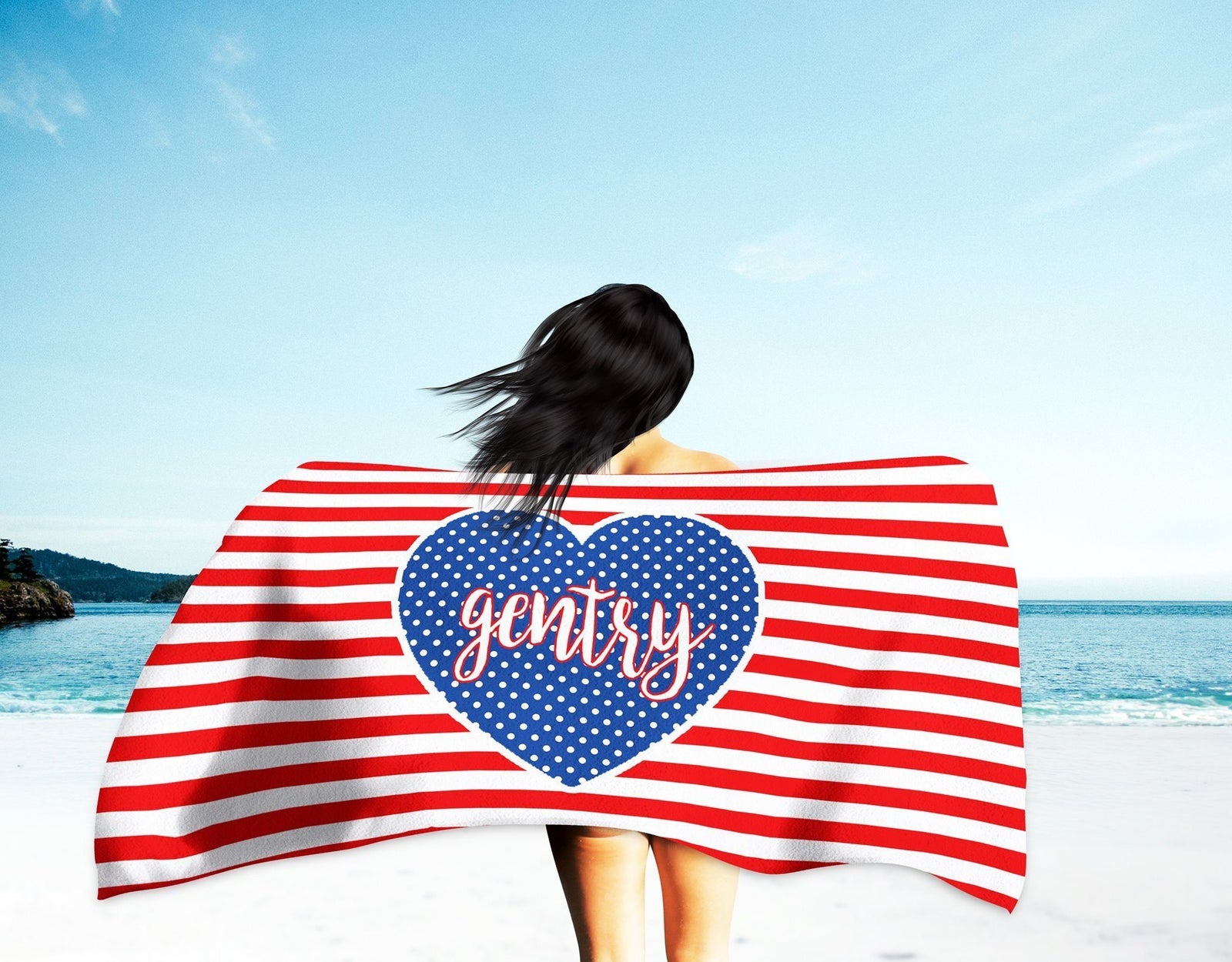 PERSONALIZED AMERICA BEACH TOWEL