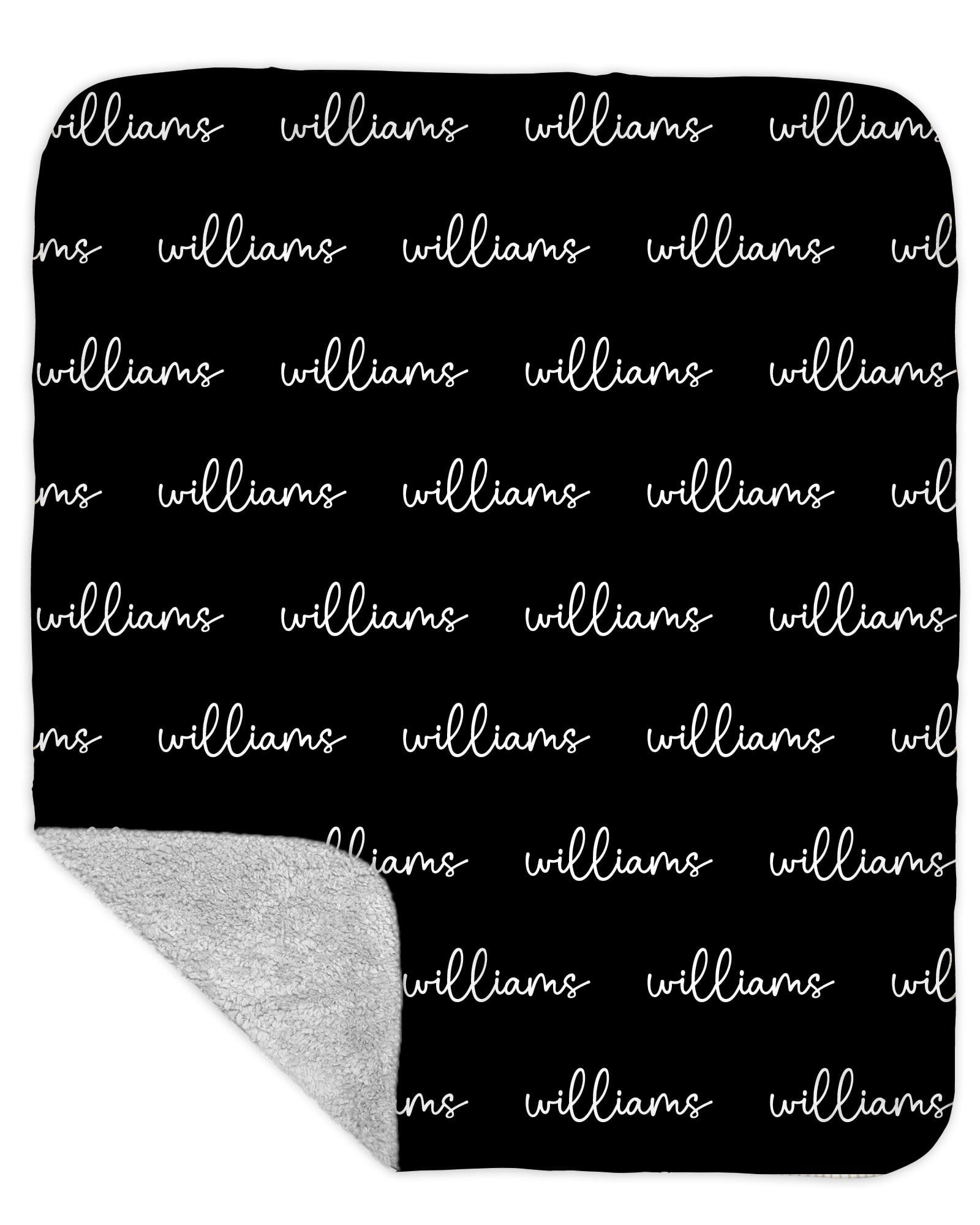Sherpa Back Personalized Name Blanket - Script (Original COLOR OPTIONS)