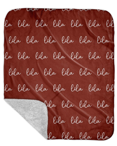 Sherpa Back Personalized Name Blanket - Script (BOHO COLOR OPTIONS)