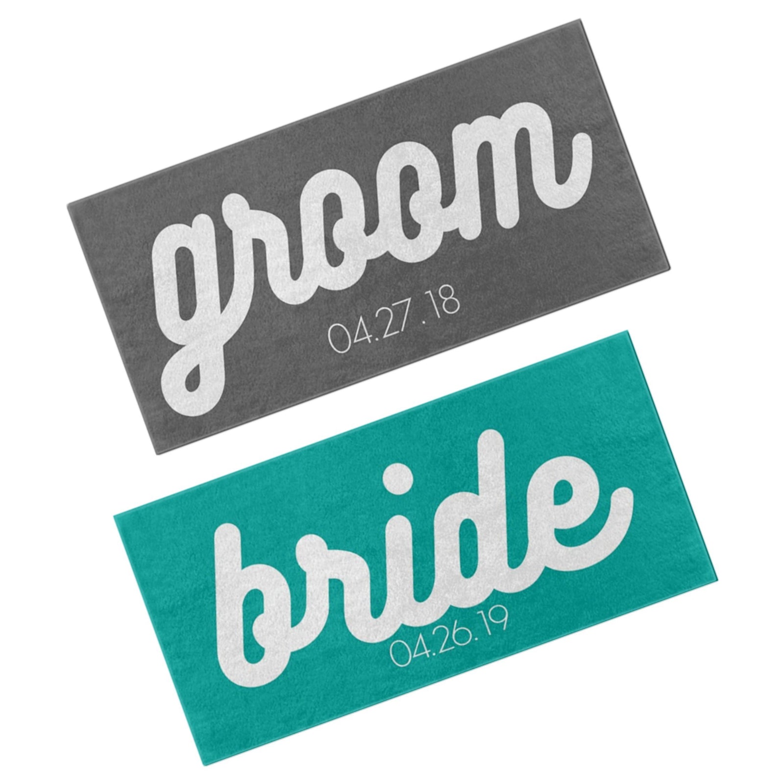 PERSONALIZED BRIDE AND GROOM BEACH TOWEL GIFT SET