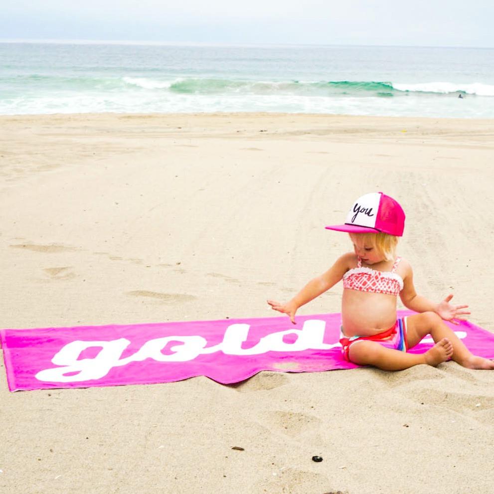 PERSONALIZED SOLID RETRO CURSIVE BEACH TOWEL