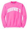 Highway 3 Graphic Crewneck Sweatshirt - Neon Pink