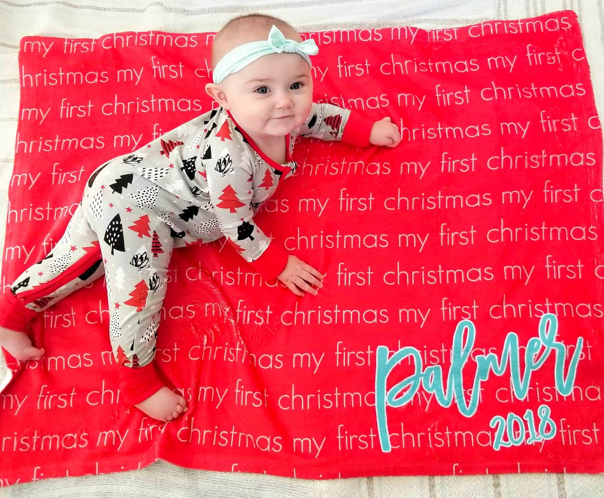 MY FIRST CHRISTMAS PERSONALIZED BABY BLANKET - LIGHT REPEAT