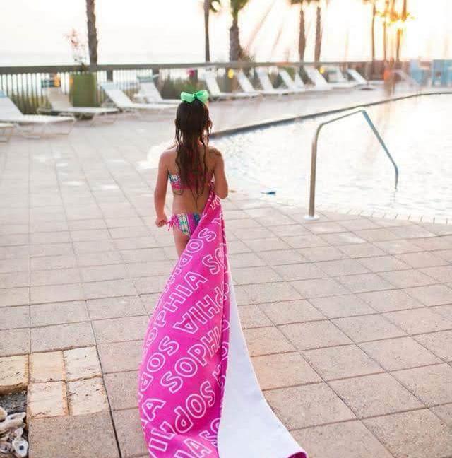 PERSONALIZED REPEAT BEACH TOWEL - OUTLINED