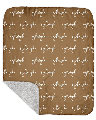 Sherpa Back Personalized Name Blanket - Script (BOHO COLOR OPTIONS)
